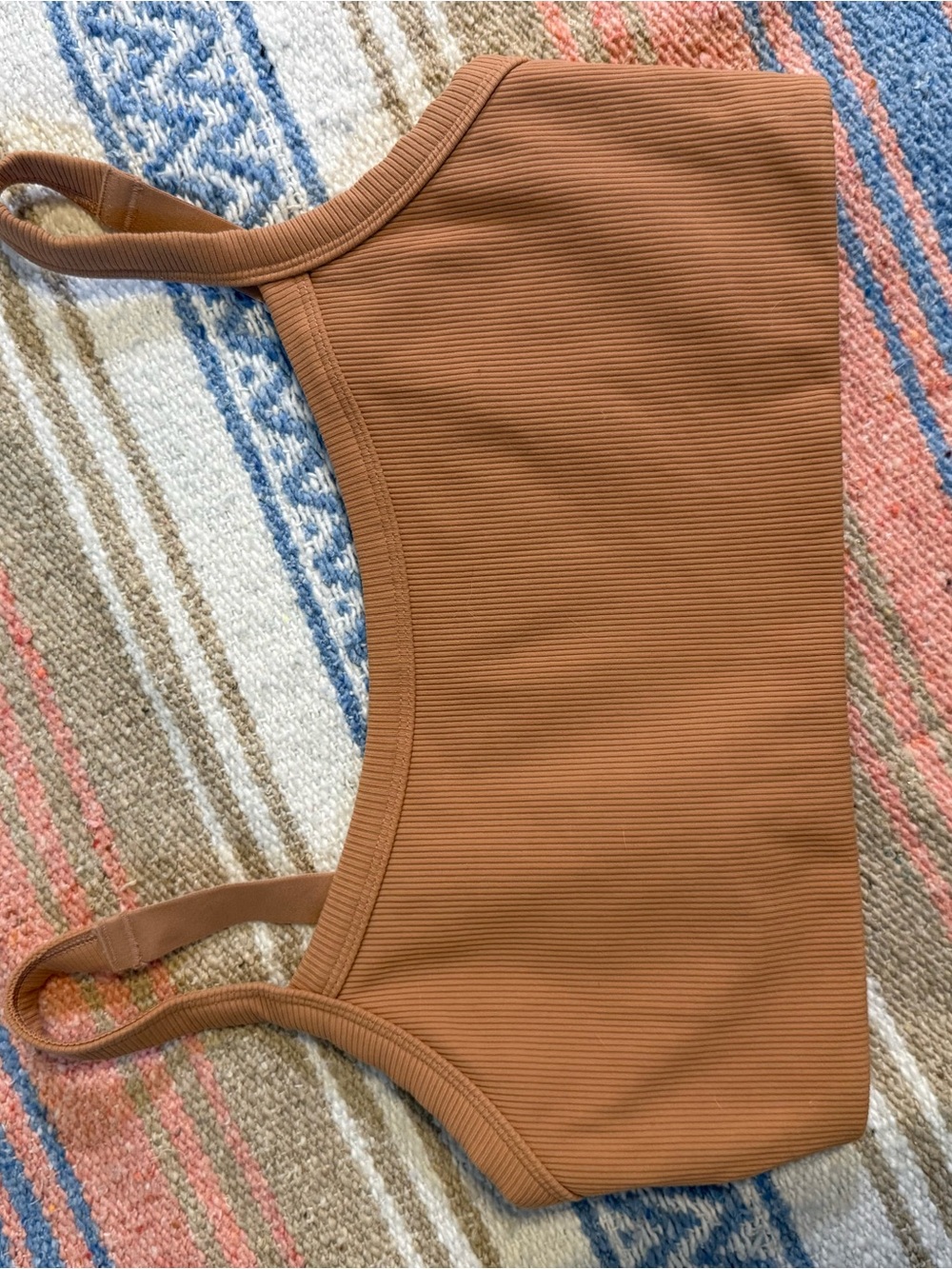 Aerie Ribbed Tank Bralette in Warm Tan